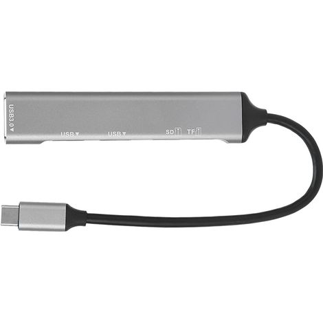 Hub USB-C 5-en-1 Métal, Station d'accueil Plug and Play, Adaptateur Type C pour Windows et Linux Noir (1/5)