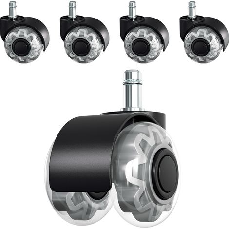 Wolketon Bürostuhlrollen 5 Rollen 11 x 22 mm 360° drehbar austauschbar keine Kratzer