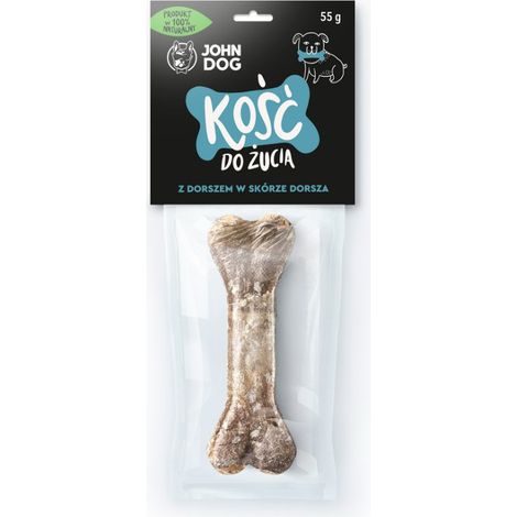 John Dog  Hundekauknochen  Kauknochen 12 cm, 1 Stück – Knochen mit Kabeljau in Kabeljauhaut, 12 cm