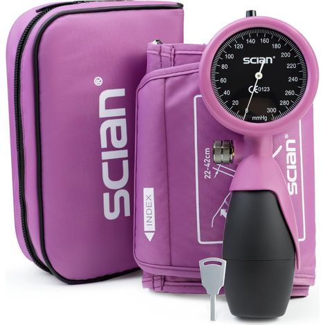 Tensiomètre manuel au bras anéroide avec brassard européen, incluant un sac de transport pour les infirmières, les médecins et les seniors (Fuchsia-Lila) (1/5)
