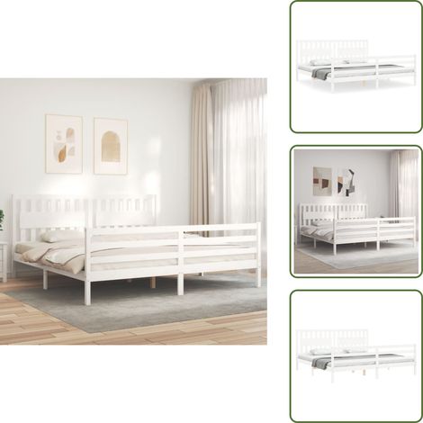 Letto con doghe in compensato - vidaXL Giroletto con Testiera Bianco 200x200 cm in Legno Massello - Letto con testiera e pediera