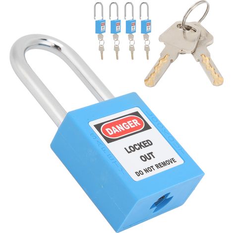 5 Serrures de Sécurité 1,5 Pouces pour Cadenas de Machine Industrielle avec Clés Isolées - Bleu (1/5)