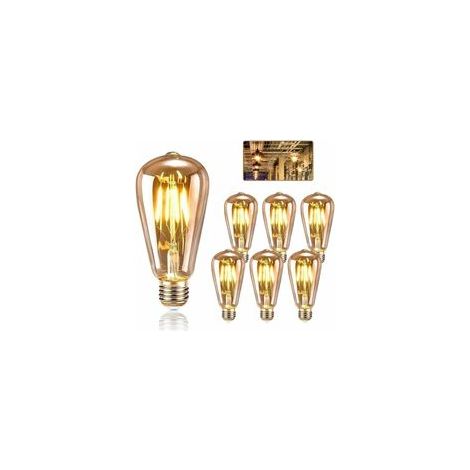Lot de 6 Ampoules LED E27 ST64 4W Style Edison Vintage Filament Blanc Chaud Déco Rétro pour Café Restaurant Non Dimmable (1/4)
