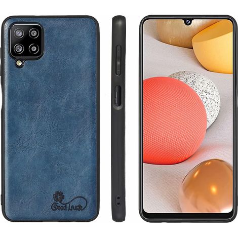 CUSTODIA PER SAMSUNG GALAXY A42 5G IN SILICONE PU PELLE BLU NAVY VETRO TEMPERATO (1/5)