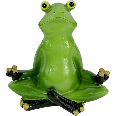 Scultura di rana verde, statuetta di animale in meditazione, -2