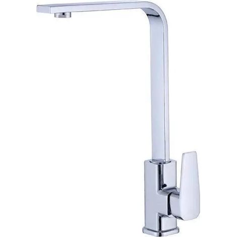 Robinet de cuisine carré pour eau chaude et froide, rotation à 360 degrés, mitigeur sur plage, chromé, salle de bain