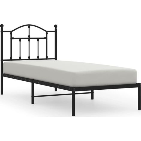 Lit simple,Lit adulte,Cadre de lit métal sans matelas avec tête de lit noir 90x190 cm CFW5971765 (1/5)
