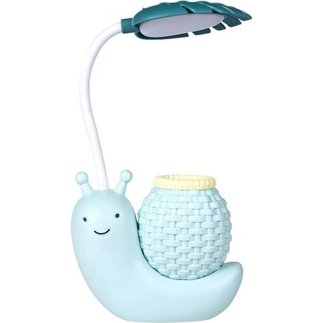 AGE Dessin animé escargot lampe de bureau porte-stylo protection des yeux apprentissage lampe de lecture USB charge pliante (bleu) (1/5)