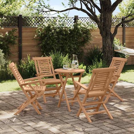 vidaXL Conjunto de Jardín 5 uds. Marrón Madera de teca maciza (1/5)