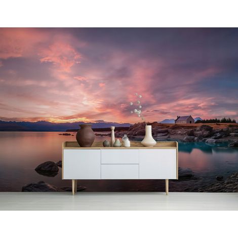Fototapete See Landschaft 3D-Optik, für Wohnzimmer und Schlafzimmer, 150 x 105 cm – Komplettset inkl. Kleister & Anleitung (1/5)