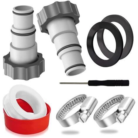 Adaptateur tuyau Piscine 32 38, 38mm,Adaptateur Piscine Intex 32 38,Raccord Pompe Intex(gris/1) (1/5)