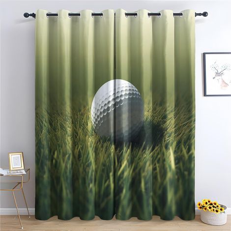 Rideau Golf - Rideau Occultant Thermiques Balle de Golf 3D Sport Herbe Verte, Lot de 2 Rideaux à Oeillets pour Decoration Chambre Salon, Draperies Intérieurs Fenetre, 140x160 cm (LxH) - 2x L 140 X H 1 (1/5)