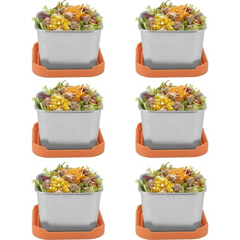 Quadratischer Saucenbehälter aus Edelstahl 304 mit Silikondeckel, ideal für Salatdressings, Tomatensaucen und Dips. Luftdicht und auslaufsicher. Farbe: Orange. (1/5)