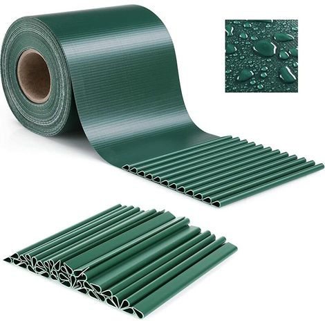 Brise-Vue en PVC, Brise Vue pour Jardin Balcon, Bandes de Confidentialité, Couverture de Clôture, Protection Visuelle pour Jardin, 50 m x 19 cm, 30 Clips de Fixation, 450g/m², Vert (1/5)