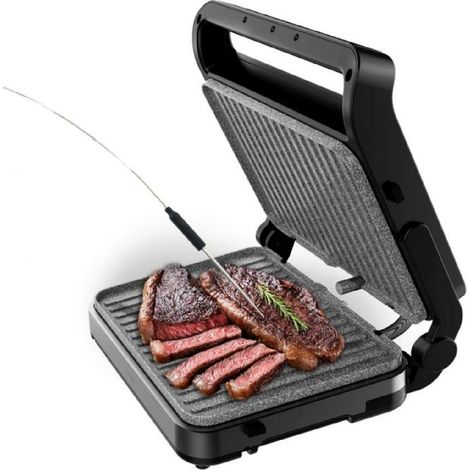 Cecotec Gril Électrique avec Grill Rock'nGrill 2000 PerfectCook. 2000W, Contrôle Tactile, Température Double, Ouverture 105ºC