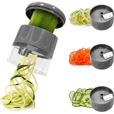 Coupe-Légumes Spiraliseur 3-En-1 - Gris Foncé - Machine à Nouilles Réglable pour Courgettes et Carottes - Coupe-Spirales pour Concombres (1/5)