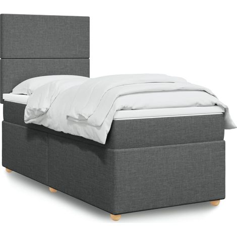Boxspringbett mit Matratze Dunkelgrau 90x200 cm Stoff