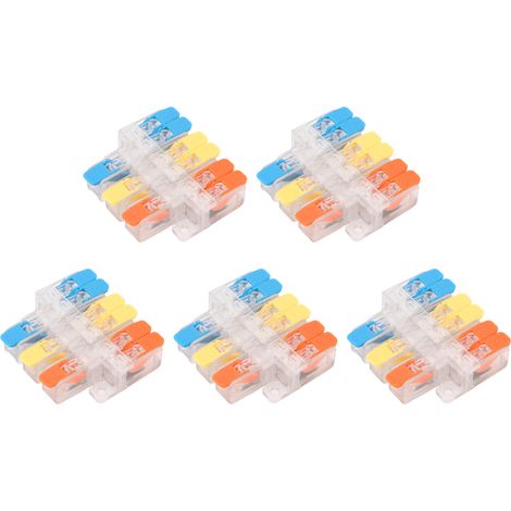 Lot de 5 embouts de connexion rapide electrique 3 entrees 6 sorties 41A 450V bornes filetage cuivre rouge PA pour fil 0.5-6mm² 10-20AWG (1/5)