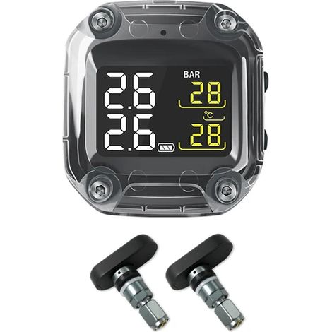Système de surveillance de la pression des pneus sans fil M3-C pour motos et véhicules réels - Écran LCD externe universel 2 pouces. (1/5)
