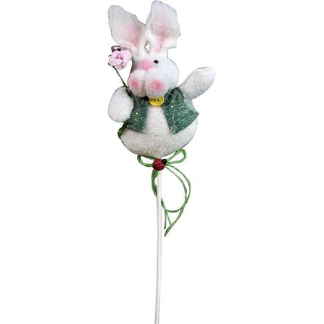 Weißer Plüschhase auf einem Giebel – 12 x 45 cm