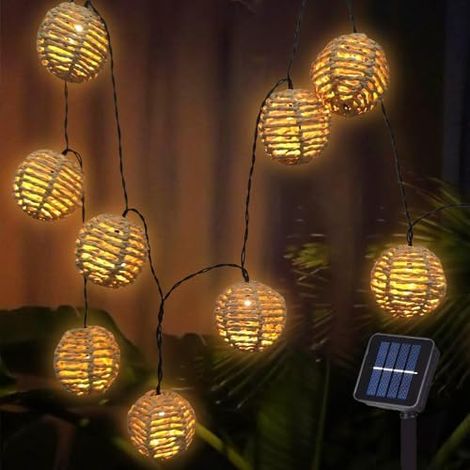 Guirlande Solaire Exterieur,Guirlande Lumineuse Exterieure Solaire,Led Guirlandes Lumineuse Solaires,Lampions Solaires D'Extérieur,pour Jardin,Cour,Fête (1/5)