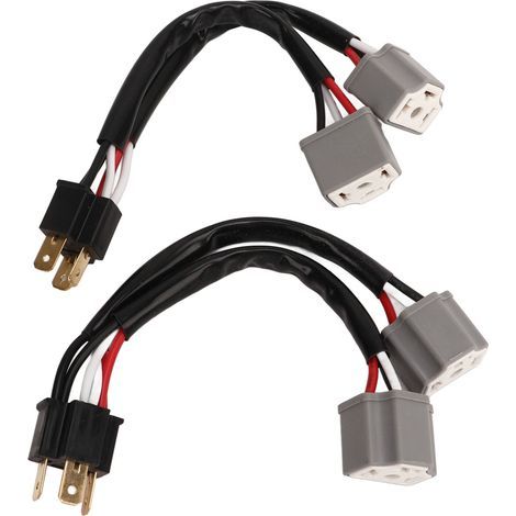 Set di 2 cavi sdoppiatori per fari in nylon PVC 9003 H4 maschio-femmina, adattatore per cablaggio fari a 2 vie per pickup e camion con connettore LED (1/5)