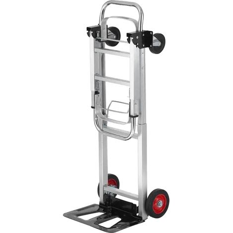 Chariot à main, design 2-en-1, capacité de charge lourde, Rouge (1/2)