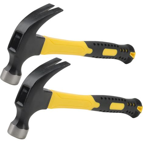 Lot de 2 marteaux à panne incurvés de 0,5 kg, marteau arrache-clou de 40 cm, marteau à panne droite pour une utilisation en intérieur et en extérieur (1/5)