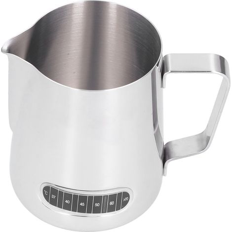 Pichet à mousser le lait en acier inoxydable de 600 ml avec thermomètre autocollant (1/5)