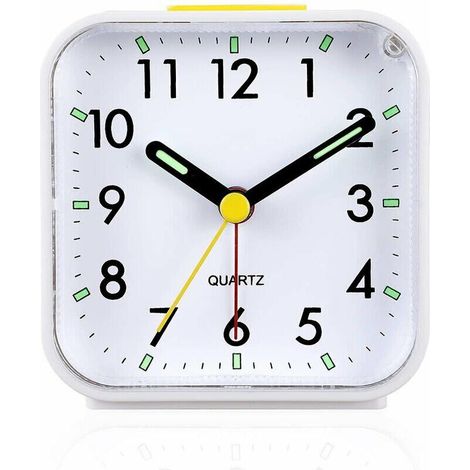 EASYCOMFORT Réveil analogique silencieux sans tic-tac, réveil en douceur, bips sonores, augmentation du volume, fonctions de répétition et d'éclairage à piles, réglage facile, blanc, Ensoleillé (1/5)