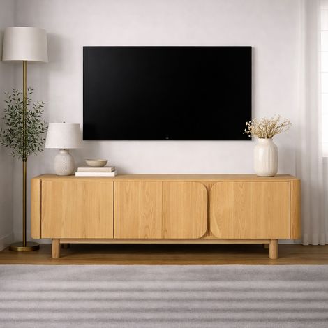 Meuble TV 3 portes 155x45x55 cm en chêne naturel - ZOCCO (1/5)