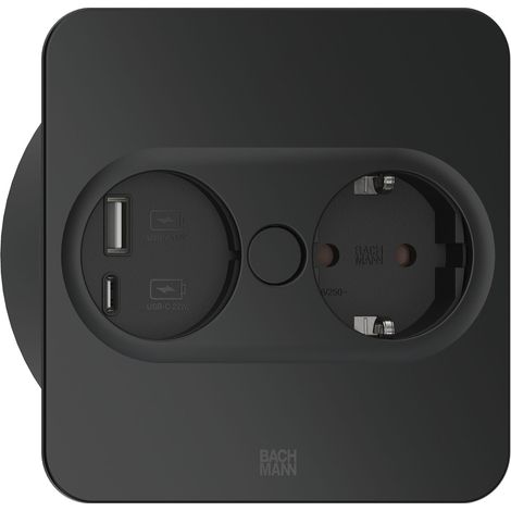 Bachmann Twist 2 integrierte Steckdose schwarz matt USB-A USB-C (1/5)