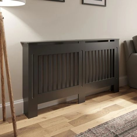 Radiator Cover Wall Cabinet Medium MDF Wood Anthracite Vertical Style 1520x815mm (1/5)
