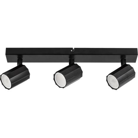 Plafonnier noir mat 3 spots orientables GU10 Rogelio (1/5)