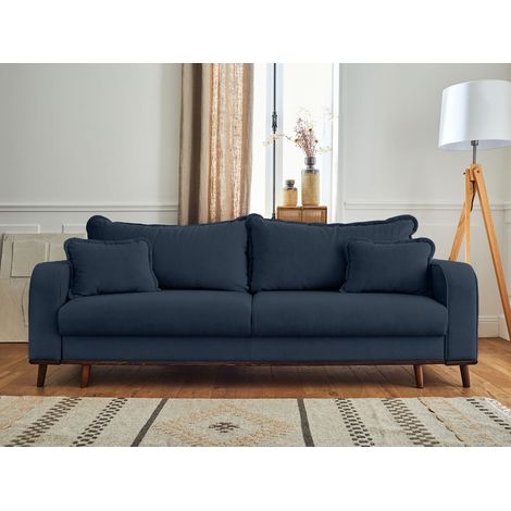 Albane - 3-sitzer sofa - mit schlaffunktion und bettkasten - aus cord - schieferblau (1/5)