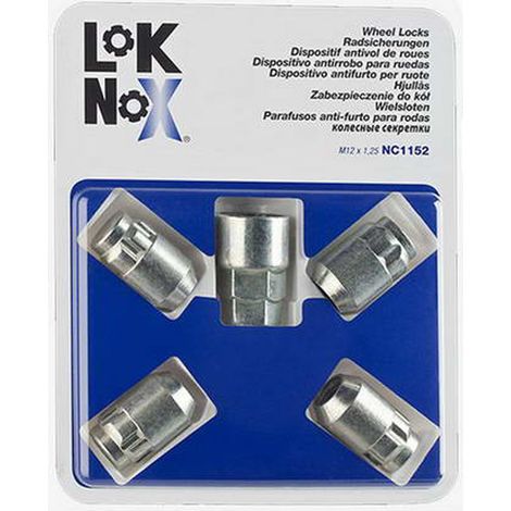 4 ECROUS ANTIVOL LOKNOX M12X1.25/ 60°/ LONG. 32.5MM/ Ø19/21MM