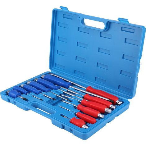Coffret de 12 tournevis cruciformes à fente pour mécanicien avec manche traversant (1/5)