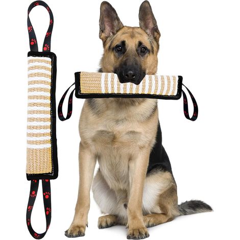 Jouet à tirer pour chien, coussin à mâcher en jute résistant, équipement d'entraînement durable, jouet interactif pour chiens de toutes tailles, du chiot au grand chien. (1/5)