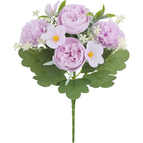 Bouquet De Pivoines Artificielles - 30 X 18 X 5 Cm - Violet - Pour Décoration Intérieure Extérieure Mariage Photographie Fêtes - 1 Pièce (1/5)