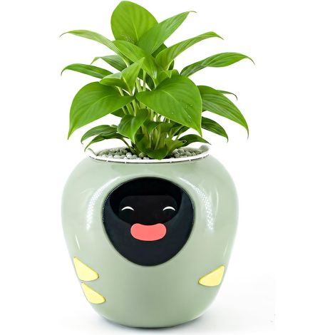 Grand pot de fleurs intelligent amélioré pour animaux de compagnie, avec intelligence artificielle, affichage de la température du temps et base d'animations expressives, pour décoration (1/5)