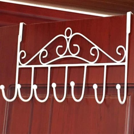 Crochet de porte, porte-serviettes, portant à vêtements, portant à vêtements, portant à vêtements, porte-chapeaux, porte-serviettes pour peignoir, derrière la salle de bain, blanc (1/4)