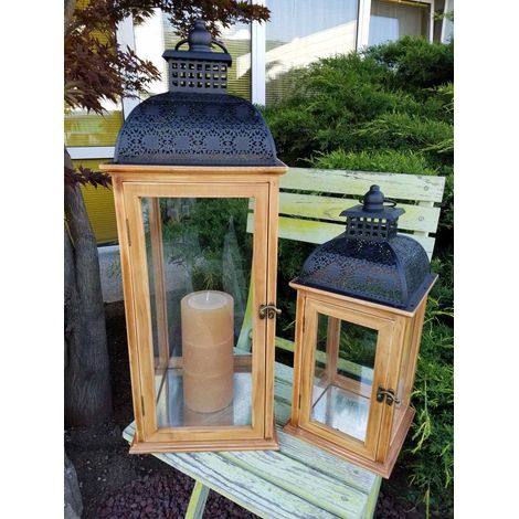 BONTURI CASA HOME DECORATION Lanterna Set 2 Pz 24 x 24 x 64 Cm 18 x 18 x 42 Cm Naturale