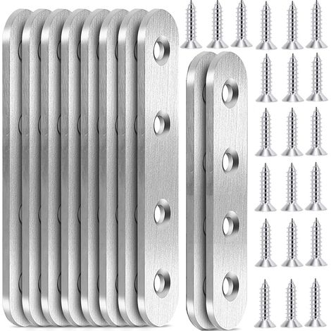 Lot de 10 connecteurs plats en acier inoxydable - Pour la construction en bois dur et les balustrades en bois dur