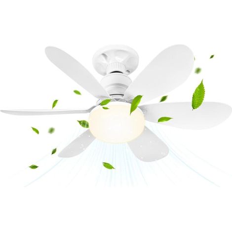 ZVD-Ventilateur de Plafond avec Lumière et Telecommande, 30W Dimmable Ventilateur Plafond LED avec Douille E27, lustre ventilateur de plafond pour Chambre, Salon, 6 Pales,3 Vitesses,Timing [Classe éne (1/4)