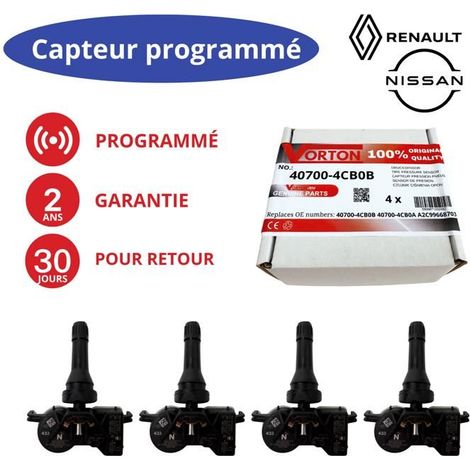 4x Sensore di pressione pneumatici TPMS programmato Valvola ruota NISSAN Micra V K14 Pulsar Qashqai II J11 X-Trail T32 Juke II Leaf II