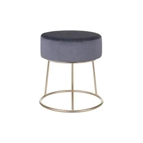 Petit Tabouret au Style Glamour de Forme Ronde avec Assise en Velours Synthétique Gris Foncé et Structure en Métal Doré Beliani (1/3)