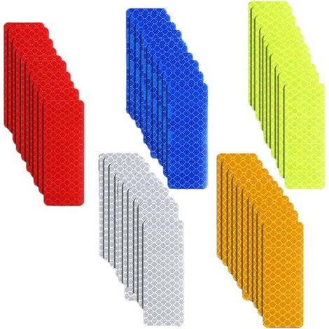50 adesivi riflettenti di avvertimento, adesivi di sicurezza riflettenti, adesivi per la visibilità notturna, adesivi impermeabili per veicoli, 3 x 8 cm (1/4)