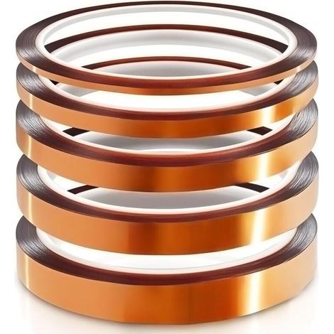 5 rouleaux de ruban adhésif haute température, 5/8/12/25/30 mm x 50 m, ruban de sublimation pour presse à chaud, ruban de transfert thermique sans résidus. (5/8/12/25/30 mm x 50 m) (1/5)
