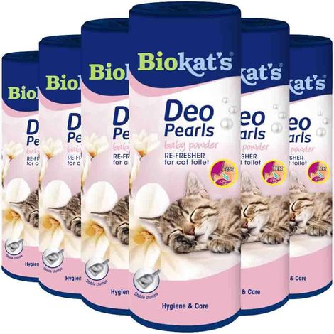 Deo Pearls Baby Powder - Complément de litière parfumé pour la fraîcheur et les agglomérats compacts dans les toilettes du chat - 6 boîtes (6 à 700 g) (1/4)