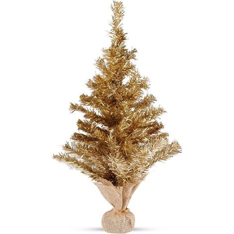 KÜNSTLICHER GOLDENER WEIHNACHTSBAUM, KLEINER WEIHNACHTSBAUM FÜR TISCH UND SCHREIBTISCH, WEIHNACHTSDEKORATION